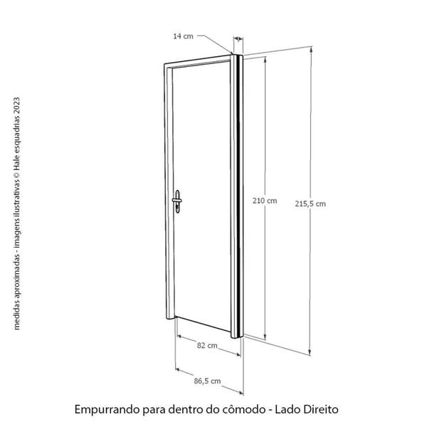 Imagem de Kit Porta de Madeira Frisada 210x82cm Batente 14cm Fechadura Rolete e Puxador Rodam Portas