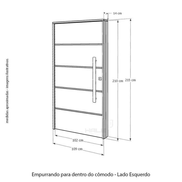 Imagem de Kit Porta de Madeira Frisada 215x109cm Batente 14cm Fechadura Digital e Puxador Rodam Portas