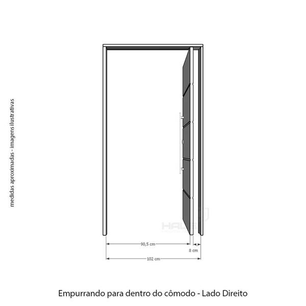 Imagem de Kit Porta de Madeira Frisada 215x109cm Batente 14cm Fechadura Digital e Puxador Rodam Portas