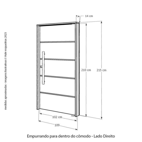 Imagem de Kit Porta de Madeira Frisada 215x109cm Batente 14cm Fechadura Digital e Puxador