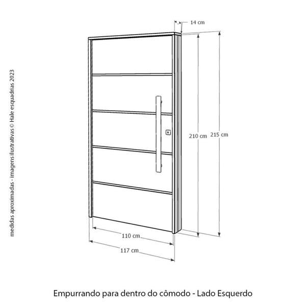 Imagem de Kit Porta de Madeira Frisada 215x117cm Batente 14cm Fechadura Digital e Puxador Rodam