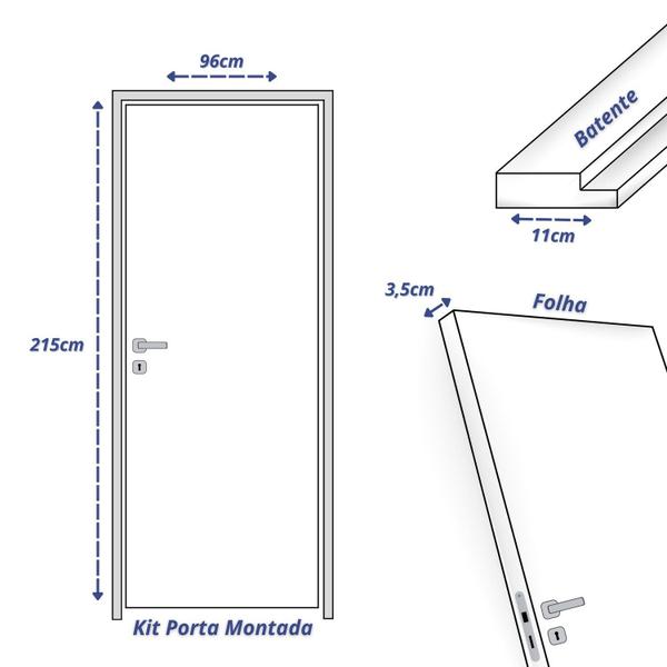 Imagem de Kit Porta de Madeira Lisa Angelim 210x92cm Batente 11cm Uniportas