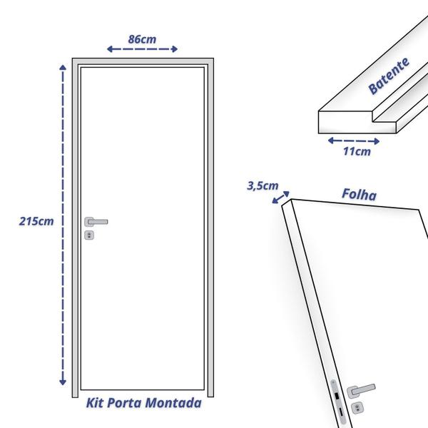 Imagem de Kit Porta de Madeira Lisa Curupixá 210x82cm Batente 11cm Uniportas