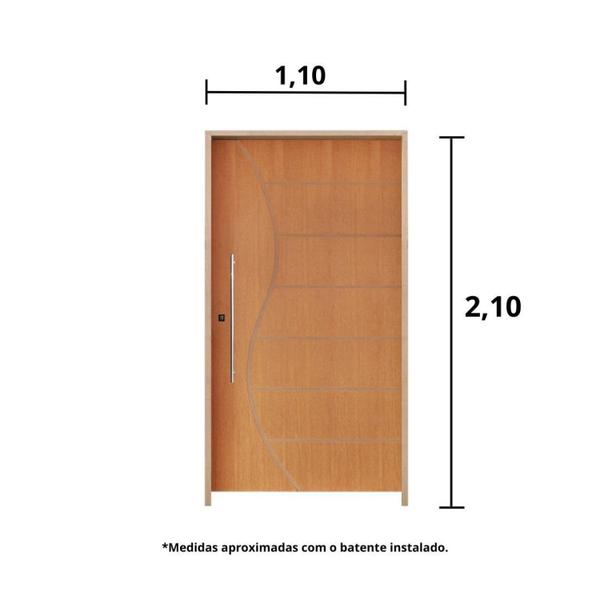 Imagem de Kit Porta de Madeira Pivotante 210x110cm Batente 14cm Fechadura 803 Rolete Externa Belissima 12 Hale Esquadrias