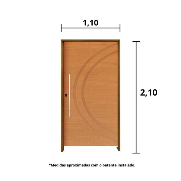 Imagem de Kit Porta de Madeira Pivotante 210x110cm Batente 14cm Fechadura 803 Rolete Externa Concept 11 Hale Esquadrias