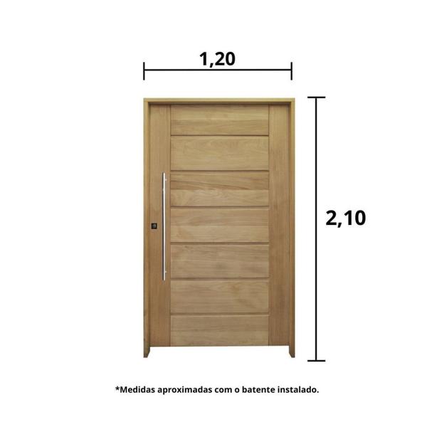 Imagem de Kit Porta de Madeira Pivotante 210x120cm Batente 14Cm Fechadura 803 Rolete 3B Hale Esquadrias