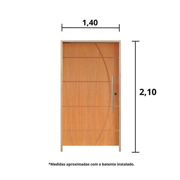 Imagem de Kit Porta de Madeira Pivotante 210x140cm Batente 14cm Fechadura 803 Rolete Externa Belissima 5 Hale Esquadrias