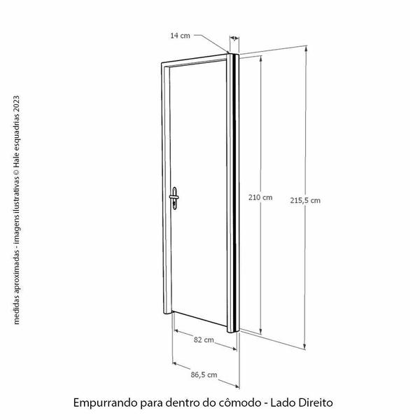 Imagem de Kit Porta de Madeira Ruby 82 x 2.10 Bat.14cm Fech.Ext Stilo Cromada - Hale