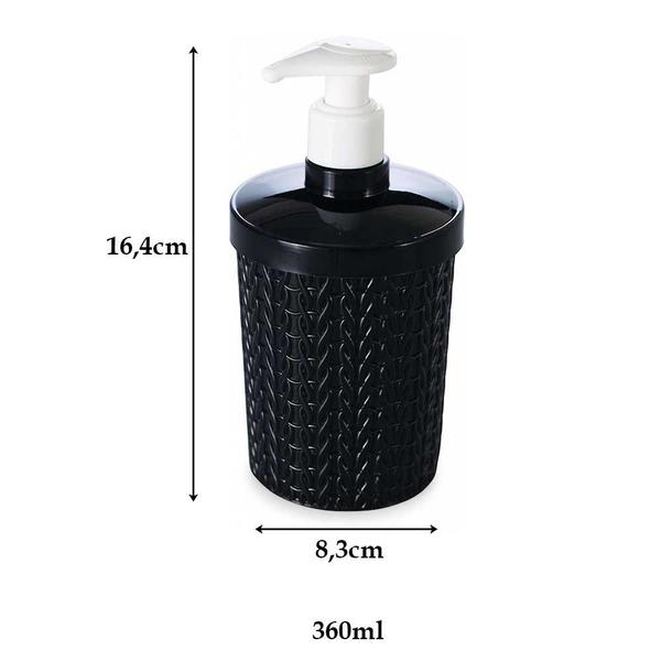 Imagem de Kit Porta escova de dente detergente sabonete liquido álcool em gel cozinha banheiro lavabo preto