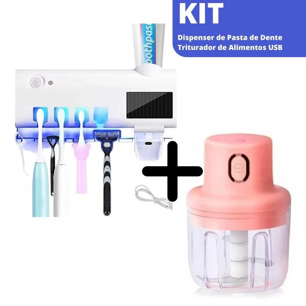 Imagem de Kit Porta Escovas De Dente Esterilizador Uv e Triturador de Alimentos USB