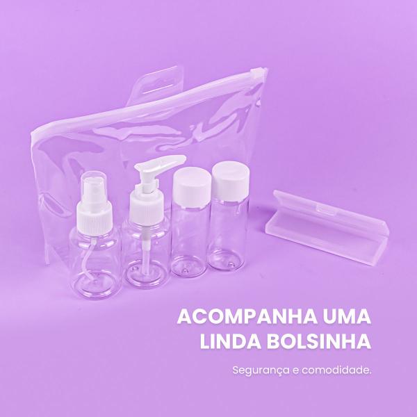 Imagem de Kit Porta Frasco Viagem Organizador Alcool Gel Shampoo Creme