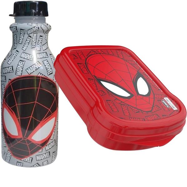 Imagem de Kit Porta Lanche Escolar Infantil Homem Aranha Plasutil