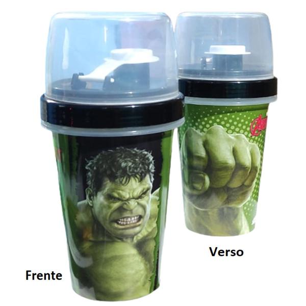 Imagem de Kit Porta Lanche Shakeira 320ml Hulk Escola Passeio Infantil