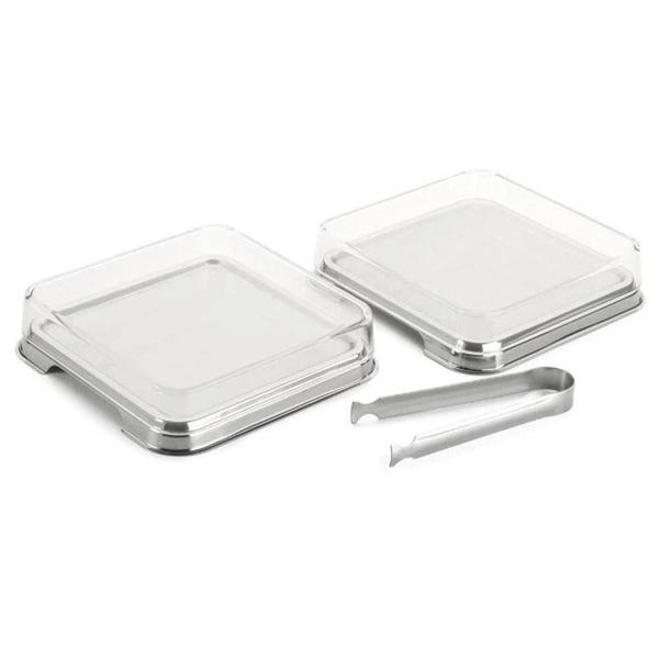 Imagem de Kit Porta Pão e Porta Frios Aço Inox Tampa e Pinça - Forma