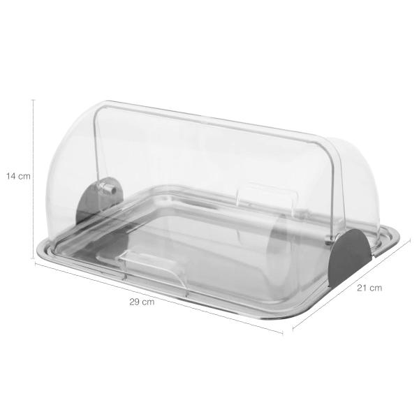 Imagem de Kit Porta Pão Porta Frios e Porta Bolo Aço Inox Tampas Transparentes Vision Forma