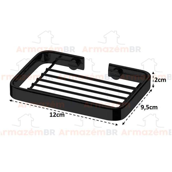 Kit Porta Papel Higiênico Parede + Saboneteira Suporte Sabonete Banheiro Preto Fosco - Future Imagem de Kit Porta Papel Higiênico Parede + Saboneteira Suporte Sabonete Banheiro Preto Fosco - Future