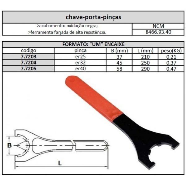 Imagem de Kit Porta Pinças ER40 Haste Paralela 25x50 mm Chave - JG TOOLS