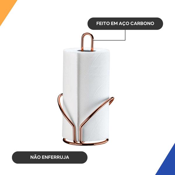 Imagem de Kit Porta Rolo De Papel Toalha + Porta Guardanapo Rose Gold