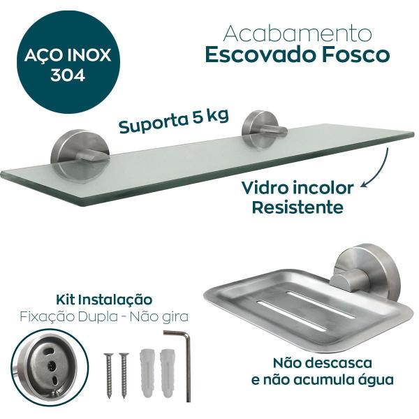 Imagem de Kit Porta Shampoo Banheiro Inox Suporte Porta Sabonete Box