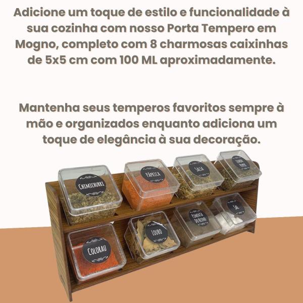 Kit Porta Tempero 8 Caixinhas 5 cm Mogno envelhecido - Nielshop Imagem de Kit Porta Tempero 8 Caixinhas 5 cm Mogno envelhecido