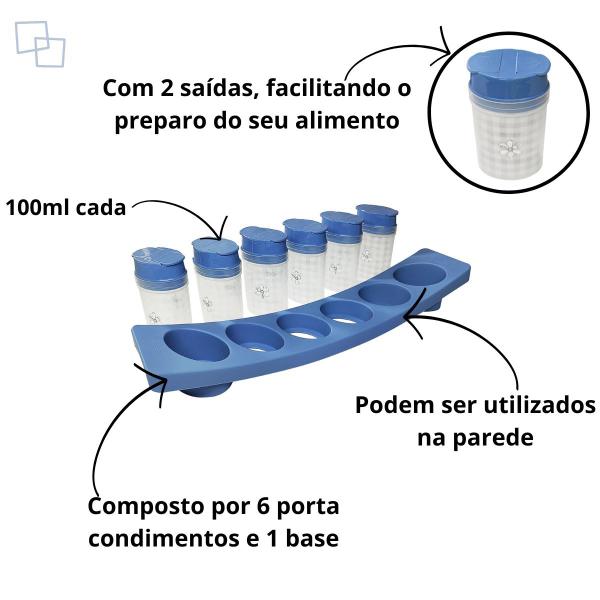 Imagem de Kit Porta Tempero Condimento Especiarias de Plástico 6 Peças Decorado de Cozinha Plasútil