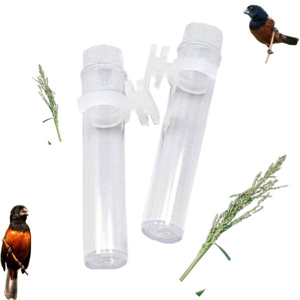 Imagem de Kit Porta Tiririca Juta Sisal Sementeira Pendão 30ml Tam. Médio Cristal - Passaros e Aves em Geral