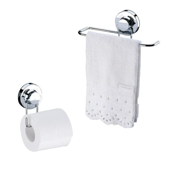 Kit Porta Toalha Suporte Papel Higiênico Ventosa 4006 Future Imagem de Kit Porta Toalha Suporte Papel Higiênico Ventosa 4006 Future