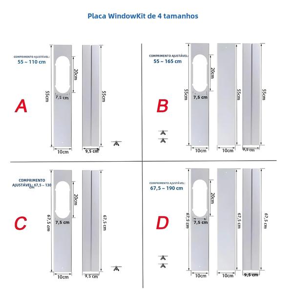 Imagem de Kit Portátil e Ajustável para Janela de Ar Condicionado - Com Mangueira de Escape e Conector