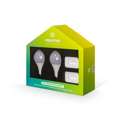 Imagem de Kit Positivo Casa Eficiente V2 Acompanha 2 Smart Lâmpadas Wi-Fi LED + 2 Smart Plugs Wi-Fi Branco Bivolt