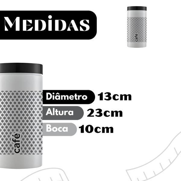 Imagem de Kit Pote 2 Litros para Açúcar e Café Branco com Tampa Preta e Vedação Hermética