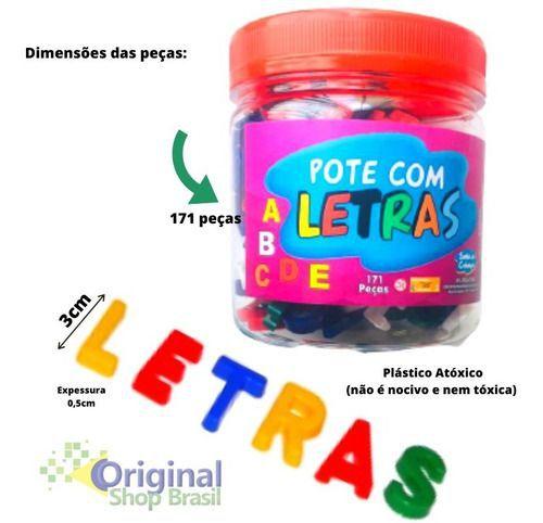 Imagem de Kit Pote Com Letras Alfabeto 171 Peças + Pote Números 180pç