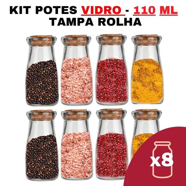 Imagem de Kit Pote de Temperos Condimentos De Vidro Tipo Leiteira Comprido Para Cozinha 110ml - Pote de Tempero - Frasco