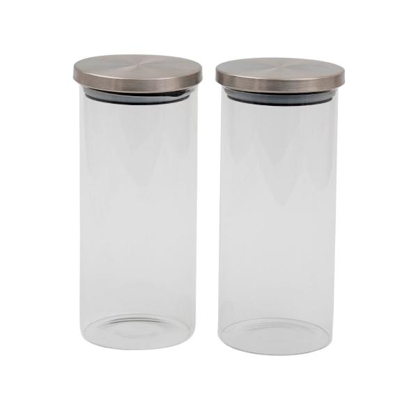 Imagem de Kit pote de vidro 1300ML tampa de inox 2 pçs - Oikos