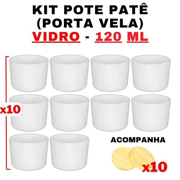 Imagem de Kit Pote de Vidro Patê Branco Jateado C/Tampa 120ml - Patê - Whisky - Velas - Gourmet - Decoração- Degustação