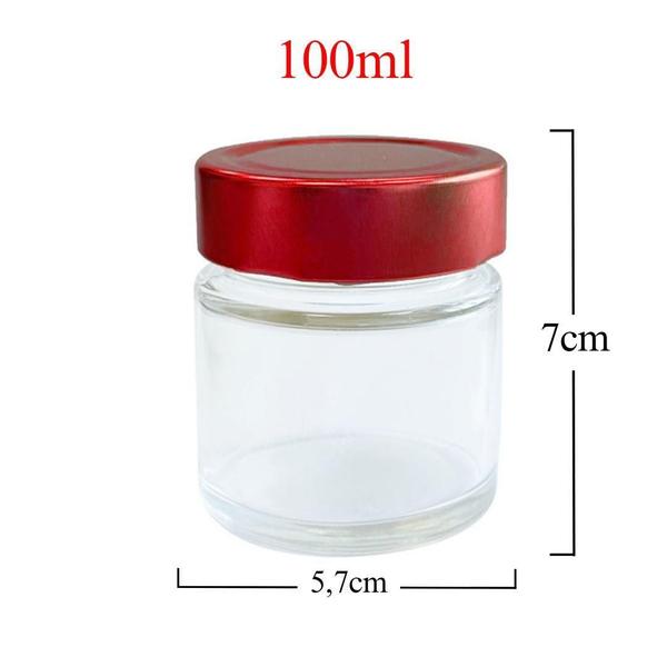 Imagem de Kit Pote de Vidro Pianezza - Pote de Vidro Alto Pianezza 100ml Vermelho