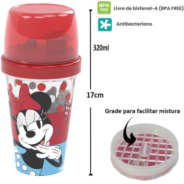 Imagem de Kit Pote e Garrafa Minnie Rosa Lanche Escolar Infantil