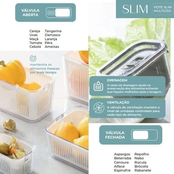 Imagem de Kit Pote Hermético Slim Cesto Empilhavel 630Ml 1780Ml 4470Ml