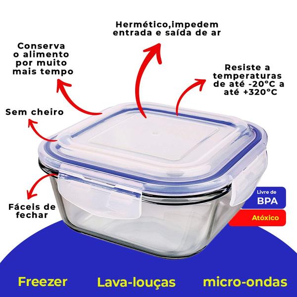 Imagem de Kit Pote Hermético Vidro Resistente a Temperatura 2 Peças