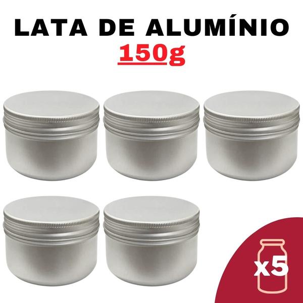 Imagem de Kit Pote Lata de Alumínio Multiuso - Prata - Vela, Creme, Cosméticos e Armazenamento Diverso (150g)