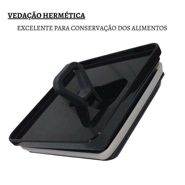 Imagem de Kit Pote Mantimento Hermético 3 Peças 1,5L Organizador Cozinha Dispensa Acrílico Tampa TravaQuadrado