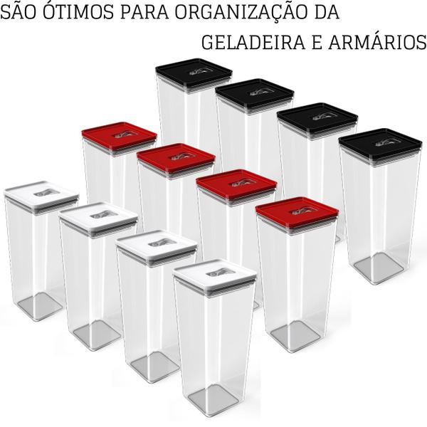 Kit Pote Mantimento Hermético 4 Peças de 2,5L Organizador Cozinha Dispensa Acrílico Tampa Trava Quadrado Multiuso - UNITERMI Imagem de Kit Pote Mantimento Hermético 4 Peças de 2,5L Organizador Cozinha Dispensa Acrílico Tampa Trava Quadrado Multiuso