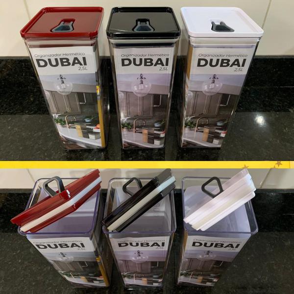 Kit Pote Mantimento Hermético 4 Peças de 2,5L Organizador Cozinha Dispensa Acrílico Tampa Trava Quadrado Multiuso - UNITERMI Imagem de Kit Pote Mantimento Hermético 4 Peças de 2,5L Organizador Cozinha Dispensa Acrílico Tampa Trava Quadrado Multiuso