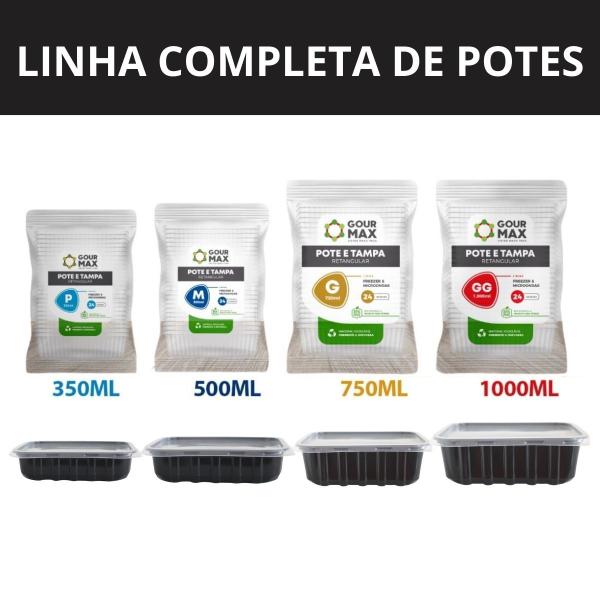 Imagem de Kit Pote Preto C/ 72un 500ml Descartável Marmita Freezer Microondas Fitness Fit