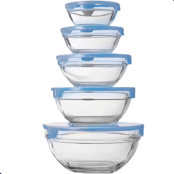 Kit Potes com Tampa Colorida 5 Peças Organização e Praticidade na Cozinha - Sigullar