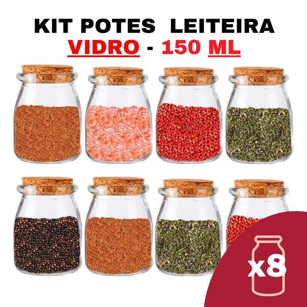 Imagem de Kit Potes De Temperos E Condimentos Leiteira Grande 150Ml