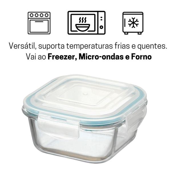 Imagem de Kit Potes De Vidro Herméticos 4 Peças Quadrado 800Ml