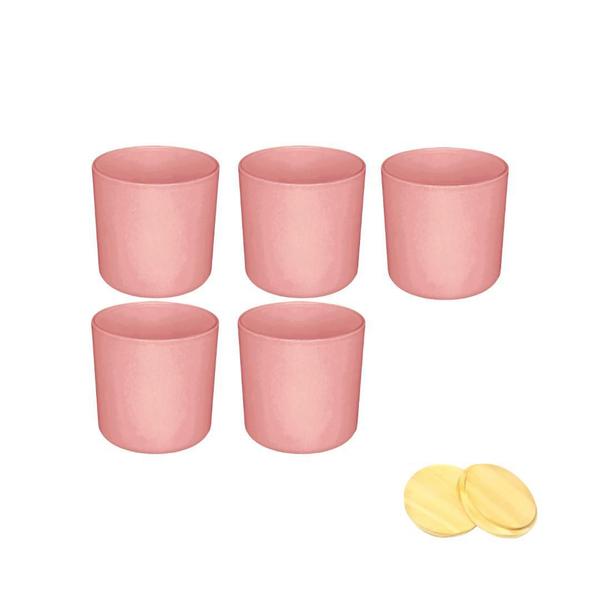 Imagem de Kit Potes De Vidro Patê Rosa Jateado C/Tampa 220Ml