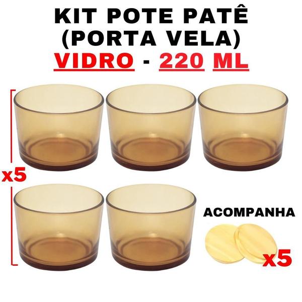 Imagem de Kit Potes De Vidro Patê Translúcido Dourado C/Tampa 220Ml