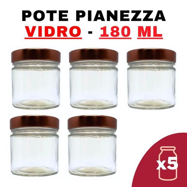 Imagem de Kit Potes De Vidro Pianezza C/Tampa Bronze 180Ml