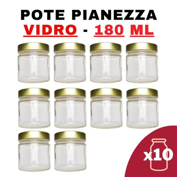 Imagem de Kit Potes De Vidro Pianezza C/Tampa Dourado 180Ml